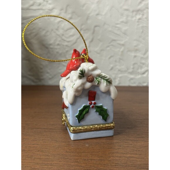 Cardinal Mailbox Hinged Surprise Gift Trinket Box Christmas Ornament Bird - Picture 4 of 7